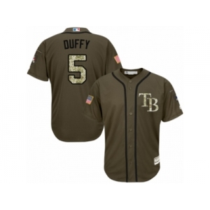 Youth Majestic Tampa Bay Rays #5 Matt Duffy Authentic Green Salute to Service MLB Jersey