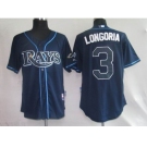 youth mlb jerseys tampa bay rays #3 longoria dk blue