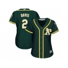 Women Majestic Oakland Athletics #2 Khris Davis Authentic Green Alternate 1 Cool Base MLB Jersey