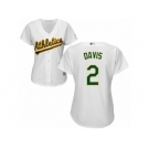 Women Majestic Oakland Athletics #2 Khris Davis Replica White Home Cool Base MLB Jersey