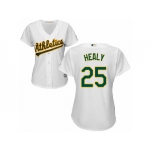 Women Majestic Oakland Athletics #25 Ryon Healy Authentic White Home Cool Base MLB Jersey