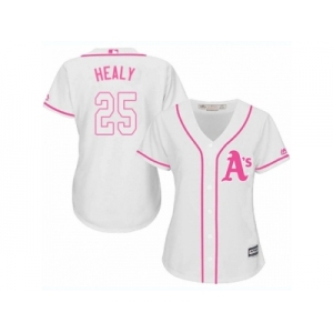 Women Majestic Oakland Athletics #25 Ryon Healy Replica White Fashion Cool Base MLB Jersey