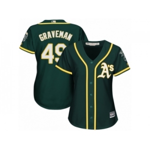 Women Majestic Oakland Athletics #49 Kendall Graveman Authentic Green Alternate 1 Cool Base MLB Jersey