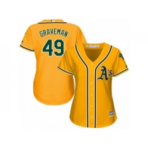 Women Majestic Oakland Athletics #49 Kendall Graveman Replica Gold Alternate 2 Cool Base MLB Jersey