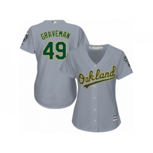 Women Majestic Oakland Athletics #49 Kendall Graveman Replica Grey Road Cool Base MLB Jersey