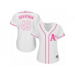 Women Majestic Oakland Athletics #49 Kendall Graveman Replica White Fashion Cool Base MLB Jersey