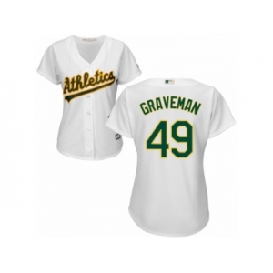 Women Majestic Oakland Athletics #49 Kendall Graveman Replica White Home Cool Base MLB Jersey