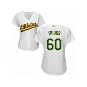 Women Majestic Oakland Athletics #60 Andrew Triggs Authentic White Home Cool Base MLB Jersey