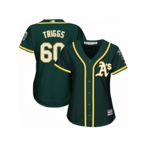 Women Majestic Oakland Athletics #60 Andrew Triggs Replica Green Alternate 1 Cool Base MLB Jersey