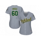 Women Majestic Oakland Athletics #60 Andrew Triggs Replica Grey Road Cool Base MLB Jersey