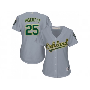 Women Oakland Athletics #25 Stephen Piscotty Grey Road Stitched MLB Jersey