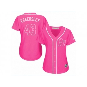 Women's Majestic Oakland Athletics #43 Dennis Eckersley Replica Pink Fashion Cool Base MLB Jersey