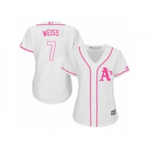 Women's Majestic Oakland Athletics #7 Walt Weiss Replica White Fashion Cool Base MLB Jersey