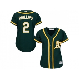 Women's Oakland Athletics #2 Tony Phillips Green Alternate Stitched MLB Jersey