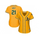 Women's Oakland Athletics #21 Stephen Vogt Gold Alternate Stitched MLB Jersey