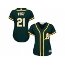 Women's Oakland Athletics #21 Stephen Vogt Green Alternate Stitched MLB Jersey