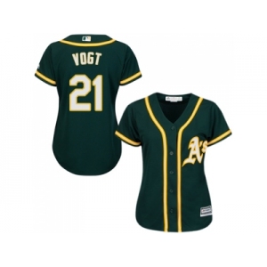 Women's Oakland Athletics #21 Stephen Vogt Green Alternate Stitched MLB Jersey