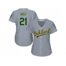 Women's Oakland Athletics #21 Stephen Vogt Grey Road Stitched MLB Jersey