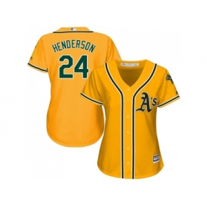 Women's Oakland Athletics #24 Rickey Henderson Gold Alternate Stitched MLB Jersey