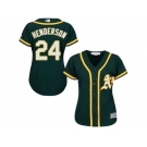 Women's Oakland Athletics #24 Rickey Henderson Green Alternate Stitched MLB Jersey