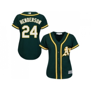 Women's Oakland Athletics #24 Rickey Henderson Green Alternate Stitched MLB Jersey