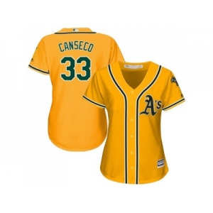 Women's Oakland Athletics #33 Jose Canseco Gold Alternate Stitched MLB Jersey
