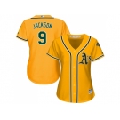 Women's Oakland Athletics #9 Reggie Jackson Gold Alternate Stitched MLB Jersey