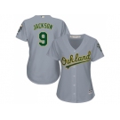 Women's Oakland Athletics #9 Reggie Jackson Grey Road Stitched MLB Jersey