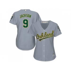 Women's Oakland Athletics #9 Reggie Jackson Grey Road Stitched MLB Jersey