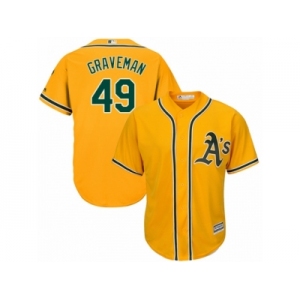 Youth Majestic Oakland Athletics #49 Kendall Graveman Replica Gold Alternate 2 Cool Base MLB Jersey