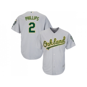 Youth Oakland Athletics #2 Tony Phillips Grey Cool Base Stitched MLB Jersey