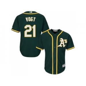 Youth Oakland Athletics #21 Stephen Vogt Green Cool Base Stitched MLB Jersey