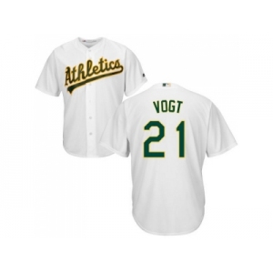 Youth Oakland Athletics #21 Stephen Vogt White Cool Base Stitched MLB Jersey