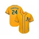 Youth Oakland Athletics #24 Rickey Henderson Gold Cool Base Stitched MLB Jersey