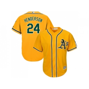 Youth Oakland Athletics #24 Rickey Henderson Gold Cool Base Stitched MLB Jersey
