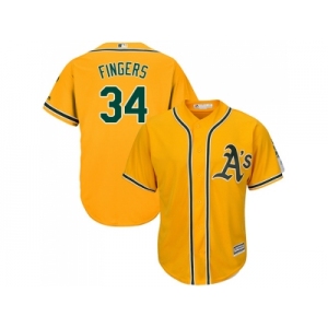 Youth Oakland Athletics #34 Rollie Fingers Gold Cool Base Stitched MLB Jersey