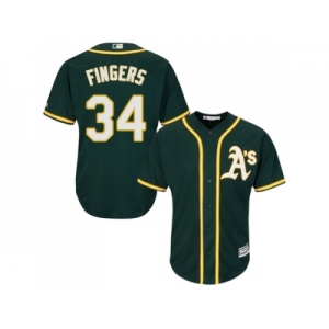 Youth Oakland Athletics #34 Rollie Fingers Green Cool Base Stitched MLB Jersey