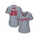 Women Majestic Washington Nationals #26 Adam Lind Replica Grey Road Cool Base MLB Jersey