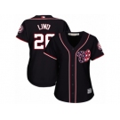 Women Majestic Washington Nationals #26 Adam Lind Replica Navy Blue Alternate 2 Cool Base MLB Jersey