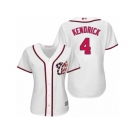 Women Majestic Washington Nationals #4 Howie Kendrick Authentic White Home Cool Base MLB Jersey