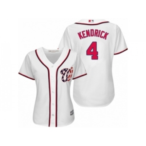 Women Majestic Washington Nationals #4 Howie Kendrick Authentic White Home Cool Base MLB Jersey