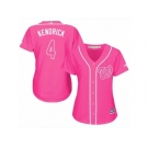 Women Majestic Washington Nationals #4 Howie Kendrick Replica Pink Fashion Cool Base MLB Jersey