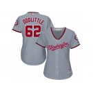 Women Majestic Washington Nationals #62 Sean Doolittle Replica Grey Road Cool Base MLB Jersey