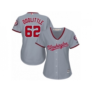 Women Majestic Washington Nationals #62 Sean Doolittle Replica Grey Road Cool Base MLB Jersey