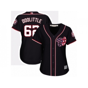 Women Majestic Washington Nationals #62 Sean Doolittle Replica Navy Blue Alternate 2 Cool Base MLB Jersey