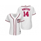 Women Washington Nationals #14 Miguel Montero White Home Stitched MLB Jersey