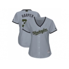 Women Washington Nationals #34 Bryce Harper Grey 2018 Memorial Day Cool Base Stitched MLB Jersey