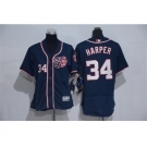 Women Washington Nationals #34 Bryce Harper Majestic Navy Blue Flexbase Authentic Collection Jersey