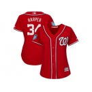 Women Washington Nationals #34 Bryce Harper Majestic Scarlet 2018 Spring Training Cool Base Player Jersey