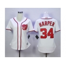 Women Washington Nationals #34 Bryce Harper White Fashion Stitched MLB Jersey